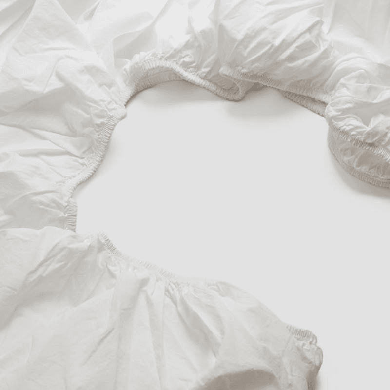 Washed Cotton Percale Super King Fitted Sheet, White