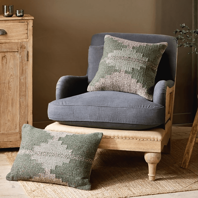 Dhanda Recycled Wool Cushion Cover, 50 x 50cm, Moss & Natural
