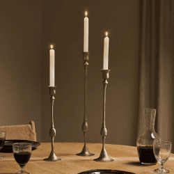 Image showing the Chaipat Candlestick, H42cm, Antique Brass product.