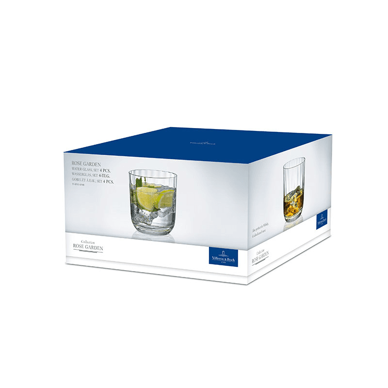 Rose Garden Water Glass Set of 4, 250ml, Clear