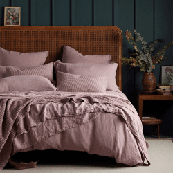 Image showing the Linen Fitted Sheet, Double, Vintage Rose product.