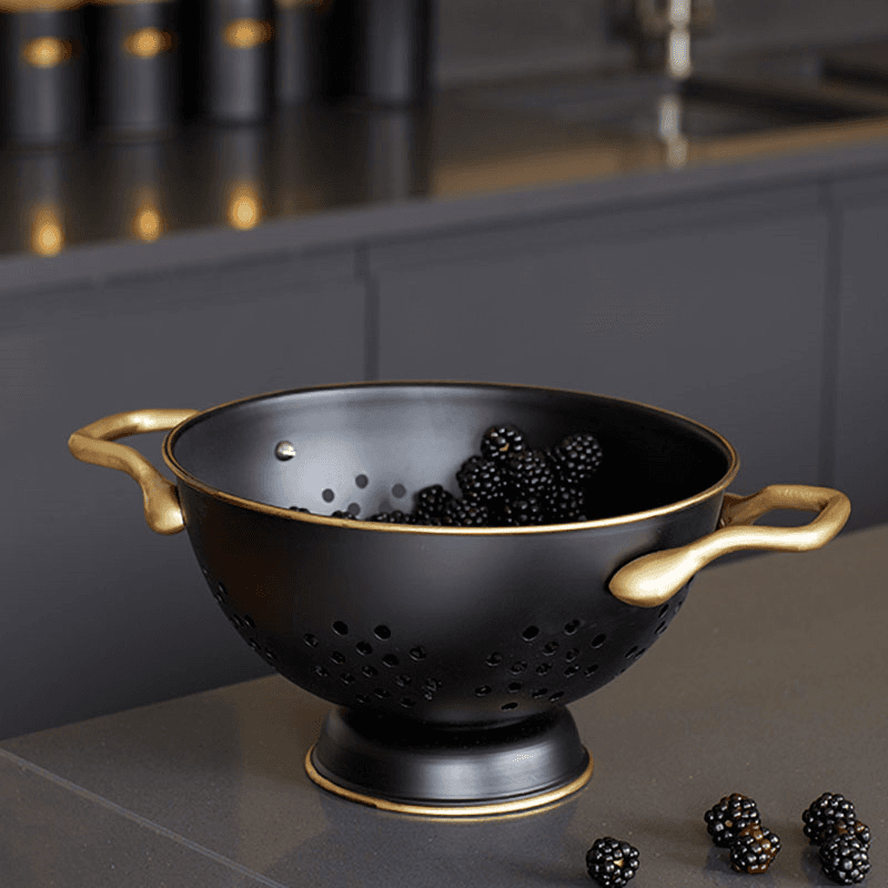 Colander, 24cm, Matt Black/Brass