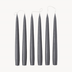 Image showing the Set of 6 Tapered Dinner Candles, H25cm, Slate Grey product.