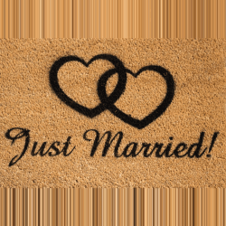 Image showing the Just Married Doormat, L60 x W40 x H1.5cm, black/brown product.