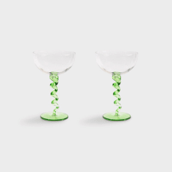 Image showing the Spiral Set Of 2 Coupe Glasses, 200ml, Green product.