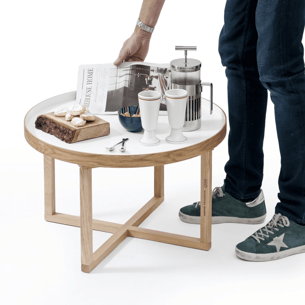 Coffee table, H38 x W66 x D66cm, White/Oak