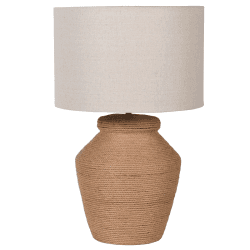 Image showing the Rope Effect Table Lamp with Linen Shade, H60cm, Natural product.