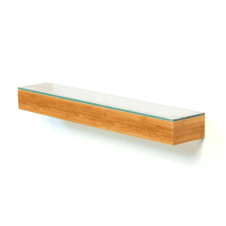 Image showing the Slimline Wall shelf, H5 x W55 x D9.5cm, Bamboo/Glass product.