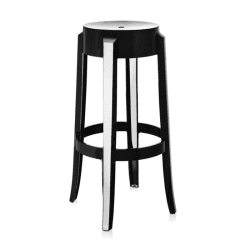 Image showing the Philippe Starck 2005 Charles Ghost Stool, H75cm, Glossy Black product.