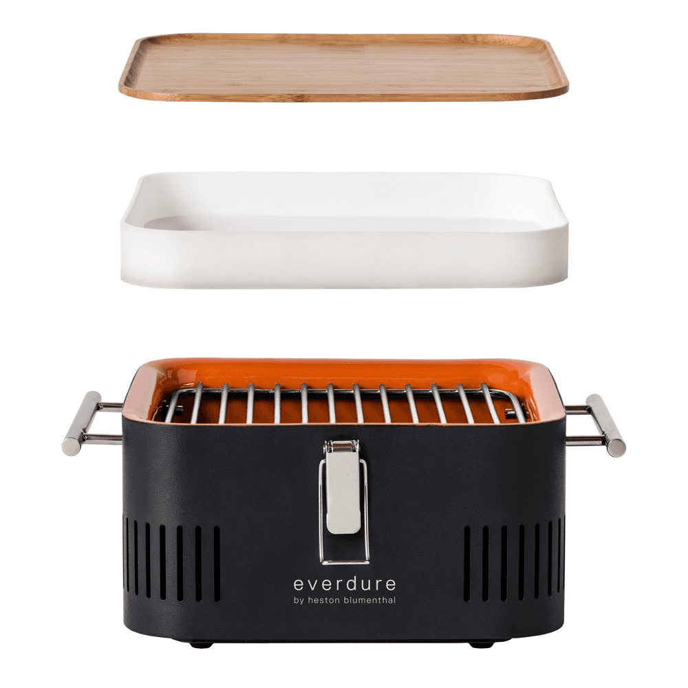 Cube Charcoal portable barbeque, H23 x D35 x W43cm, Orange