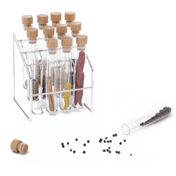 Image showing the Spice lab rack, H21 x W14.5 x D12.5cm, Glass/Steel/Beech product.