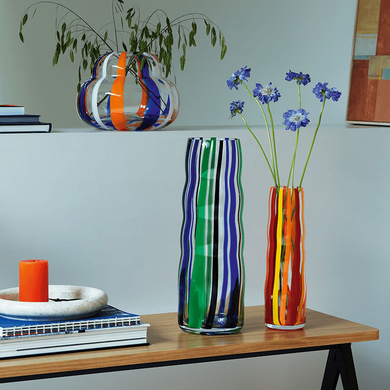 Folk Vase, H31.5cm, Orange/Red/Yellow
