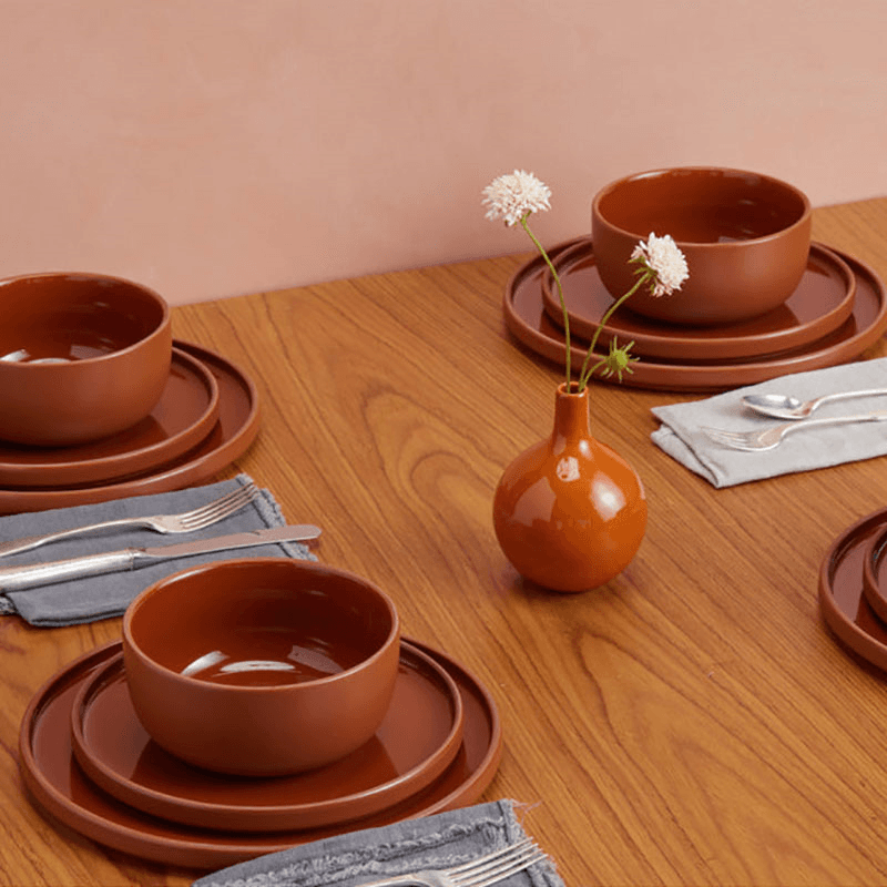 Set of 4 Salad Plates, 22cm, Terracotta