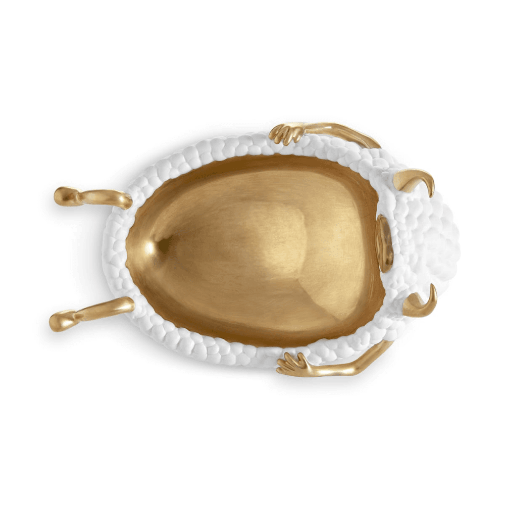 Lazy Susan Catchall, L20 x W15 x H11cm, White/24k Gold Plated