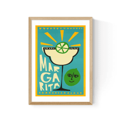 Image showing the Fox and Velvet Margarita Art Print, H44 x W32cm, Turquoise product.