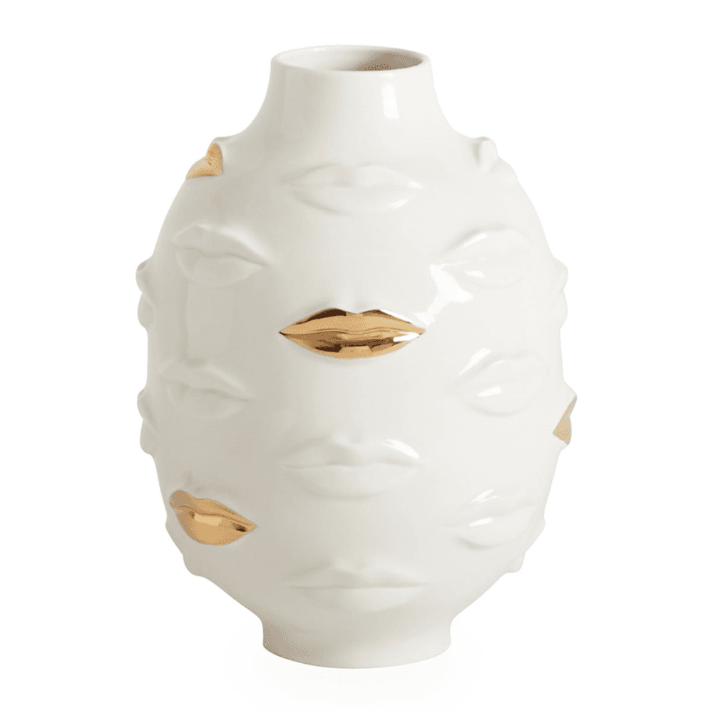 Gilded Gala Vase, H25cm, White & Gold