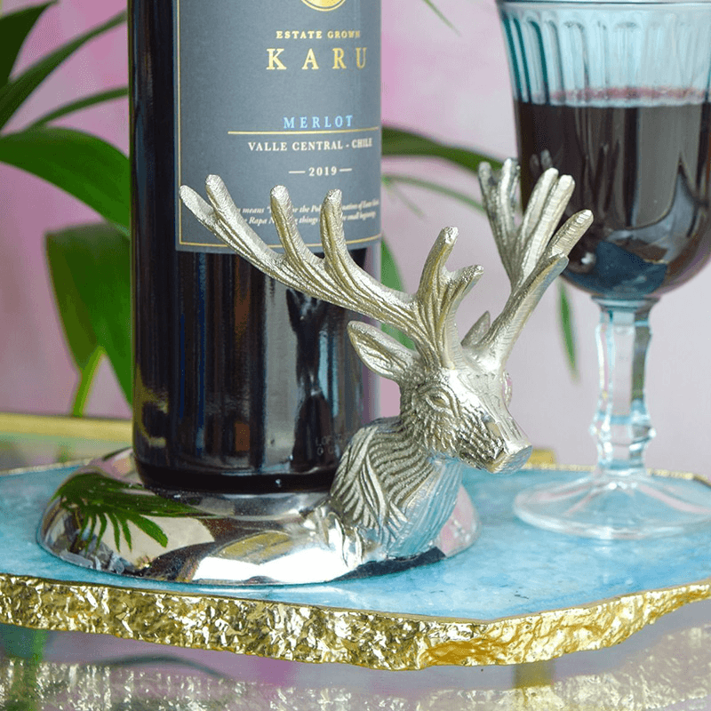 Stag Bottle Holder, H10.5 x W20cm, Silver