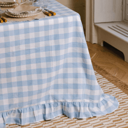 Image showing the Gingham Tablecloth, 150 x 300cm, Light Blue & White product.