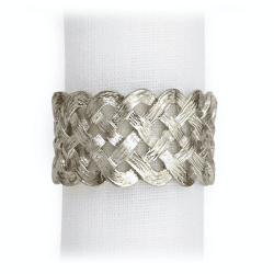 Image showing the Braid Set of 4 napkin rings, Platinum product.