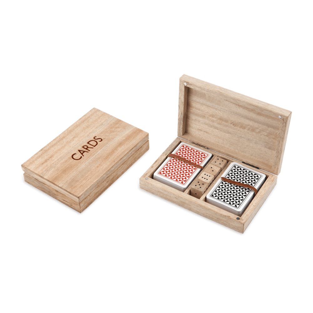 Mango Wood card & dice set, 3.5 x 18 x 11.5cm, Mango Wood