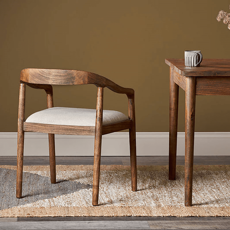 Anbu Acacia Upholstered Dining Chair, Washed Walnut