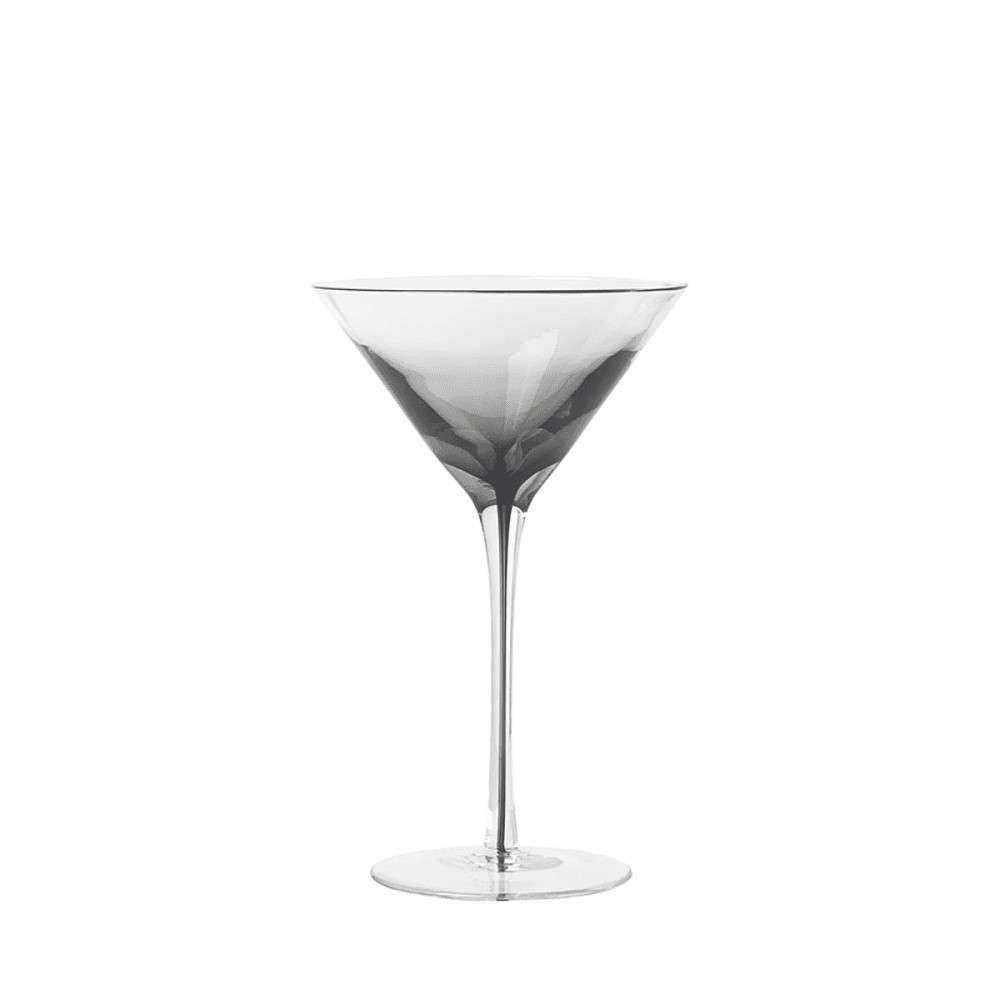 Mouth Blown Martini Glass, H19cm, Smoke