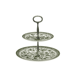 Image showing the Regal Peacock 2 Tier Cake Stand, H24 x W26.5 x D26.5cm, Green product.