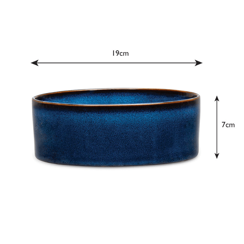 Reactive Glaze Dog Bowl, D19cm, Midnight Blue