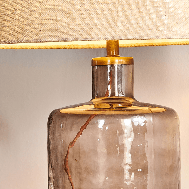 Edina Recycled Glass Table Lamp, H31cm, Smoke Brown