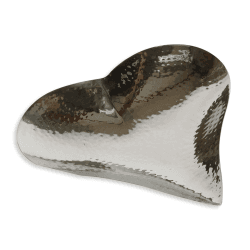 Image showing the Champagne Hammered Heart dish - small, 3.5 x 20 x 20.5cm, Stainless Steel product.