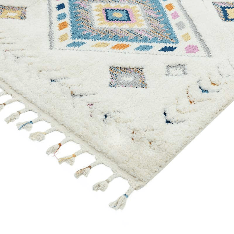 Ariana Moroccan Style Rhombus Rug, 120 x 170cm, Cream & Multi