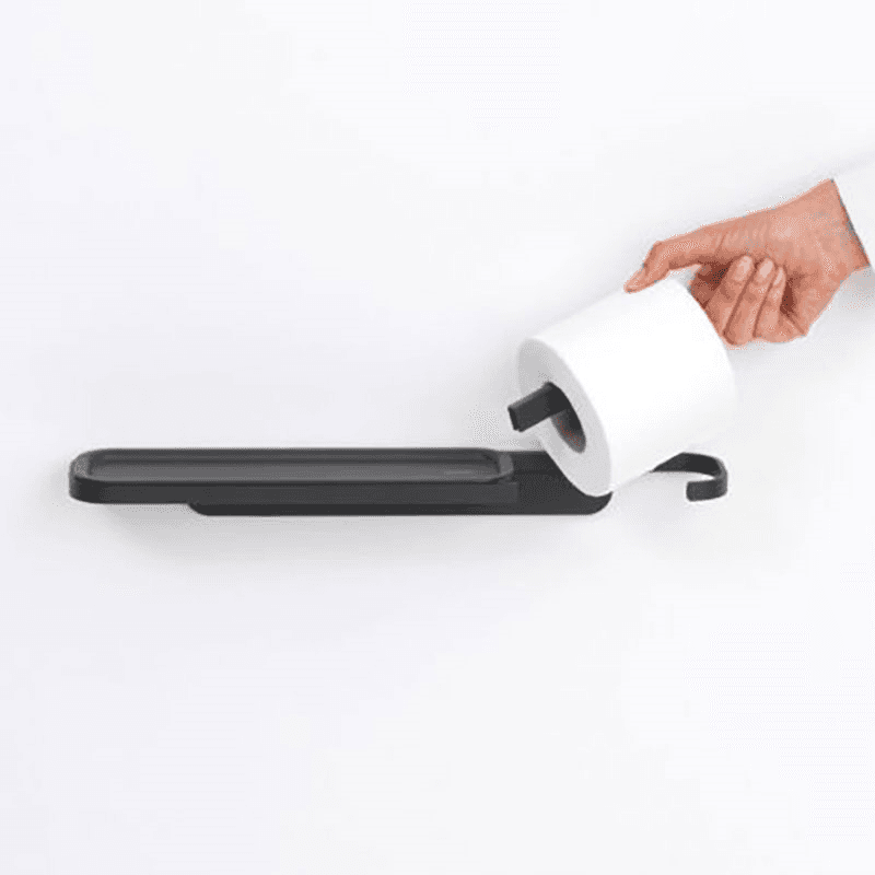 MindSet Toilet Roll Holder with Shelf, Mineral Infinite Grey