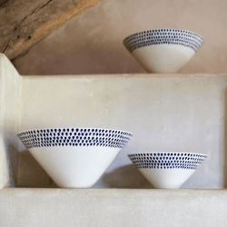 Image showing the Indigo Drop Serving Bowl, D25cm, Cream and Indigo product.