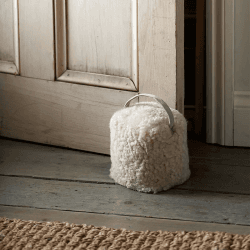 Image showing the Curly Sheepskin Door Stop, H15cm x W14cm x L14cm, Oatmeal product.