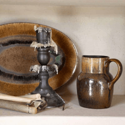 Image showing the Poterie Oval Platter, D46cm, Mocha Latte product.