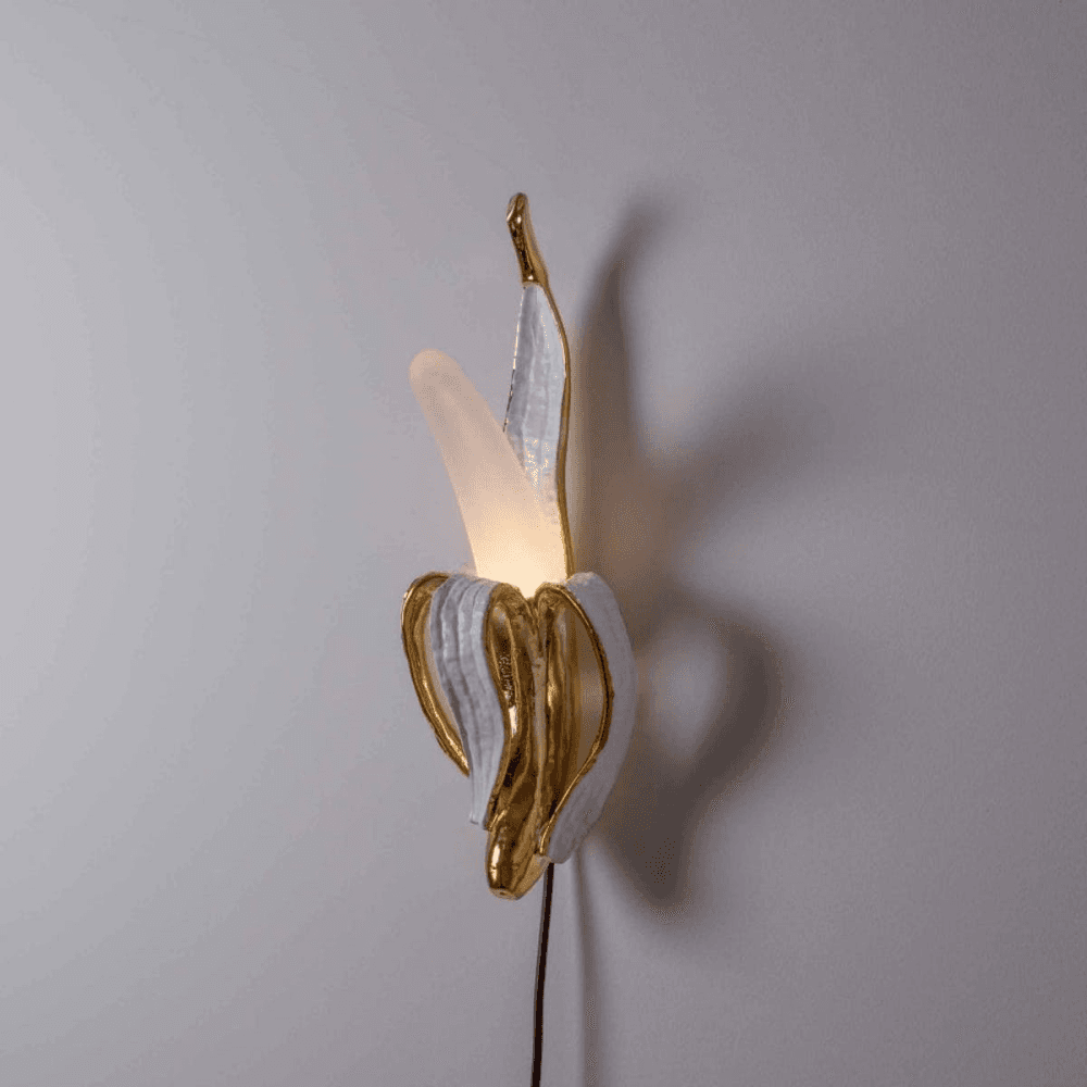 Banana Phooey Lamp, L15 x W5.4 H43cm, White/Gold