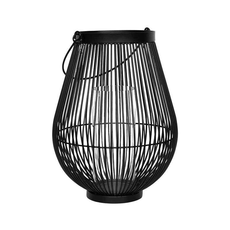 Venere Lantern with Glass Insert, H34cm, Black