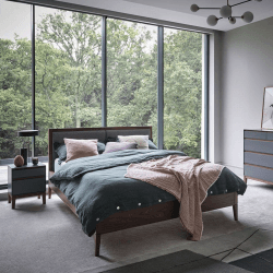 Image showing the Lars King Size Bed, Grey and Walnut product.