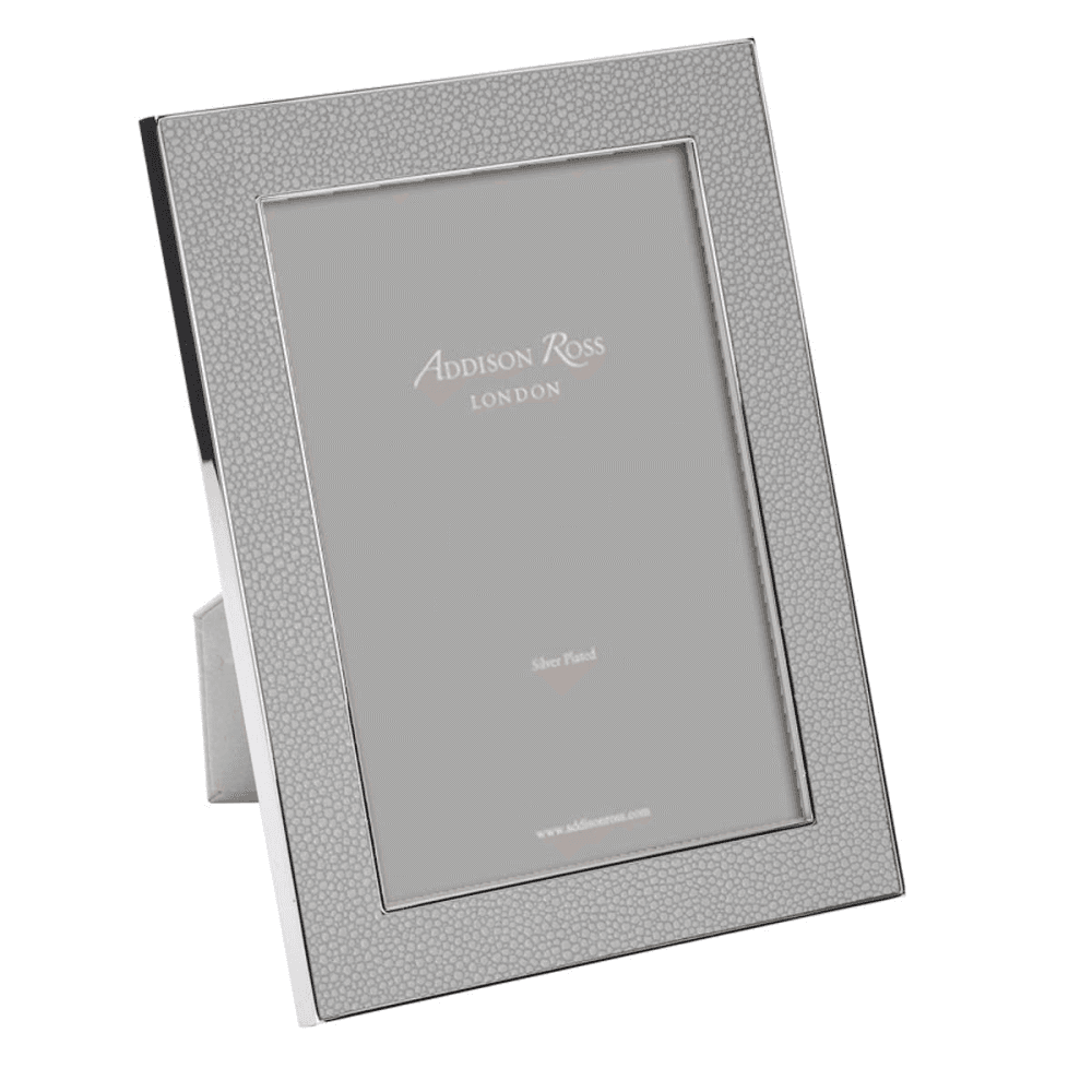 Faux Shagreen Photograph frame, 5 x 7" with 24mm border, Grey With Silver Plate