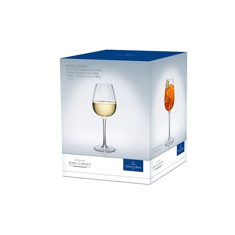 Rose Garden White Wine Goblet Set of 4, 125ml, Clear