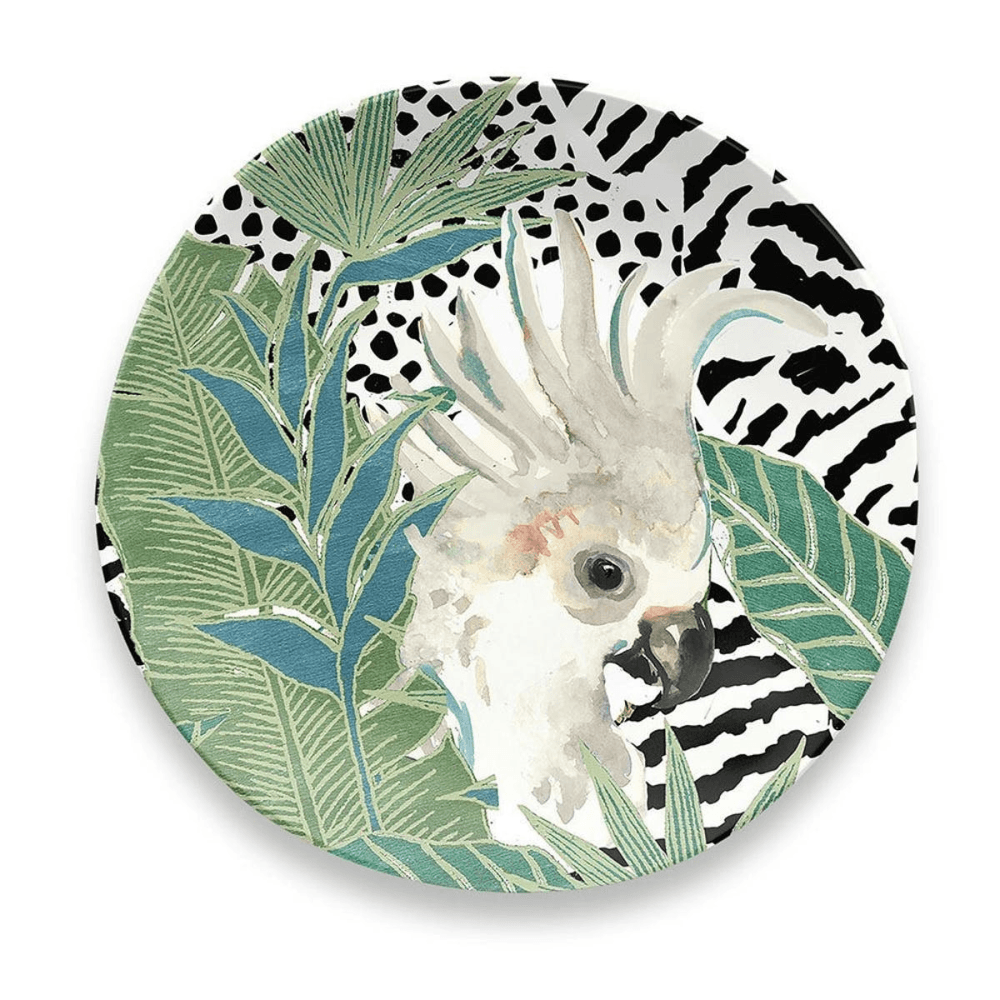 Lush Jungle - Cockatoo Melamine side plate, 21cm, Green