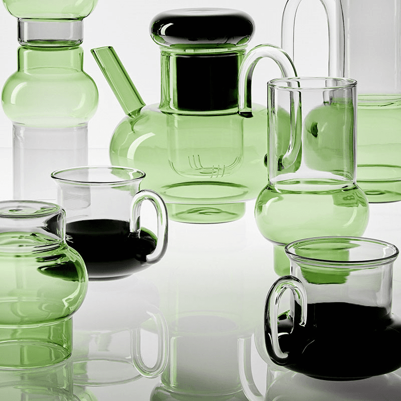 Bump Set of 2 Teacups, 150ml, Black