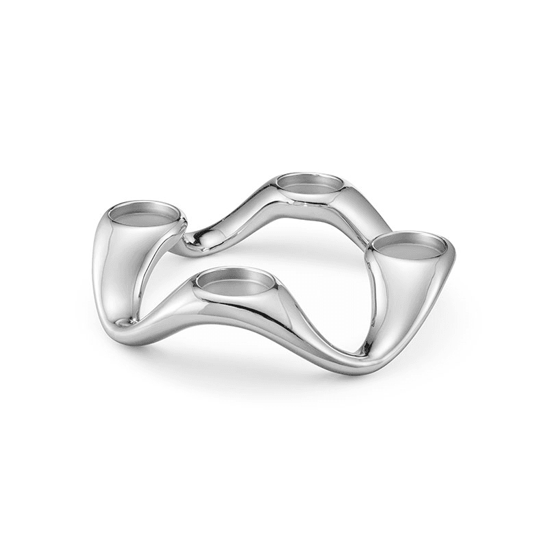 Cobra Round 4 Pillar Candleholder, D33cm, Silver