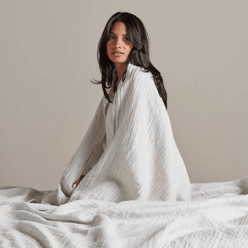 The linen & cotton throw, 250 x 250cm, Clay