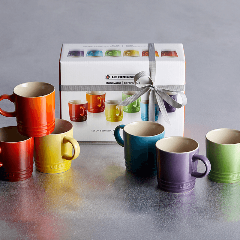 Stoneware Set of 6 espresso mugs, 100ml, Rainbow