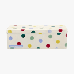 Image showing the Polka Dot Long Deep Rectangular tin, 24cm X 10cm X 7cm product.