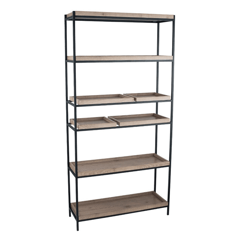 Gallery 5 Shelf Unit, Natural Wood Veneer and Black