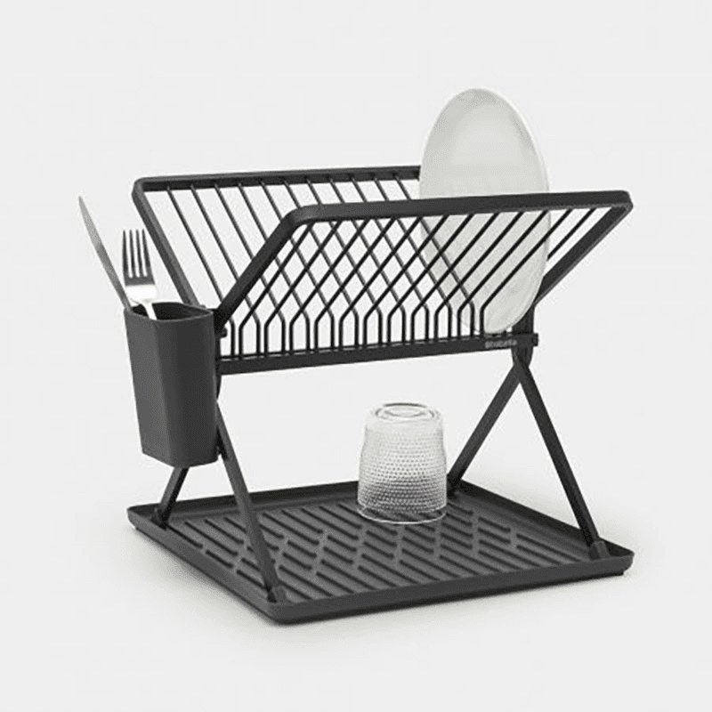 SinkSide Foldable Dish Drying Rack, Small, Dark Grey