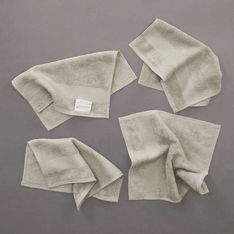 Organic 600gsm Set of 2 Face Towels, 30 x 30cm, Sage Green