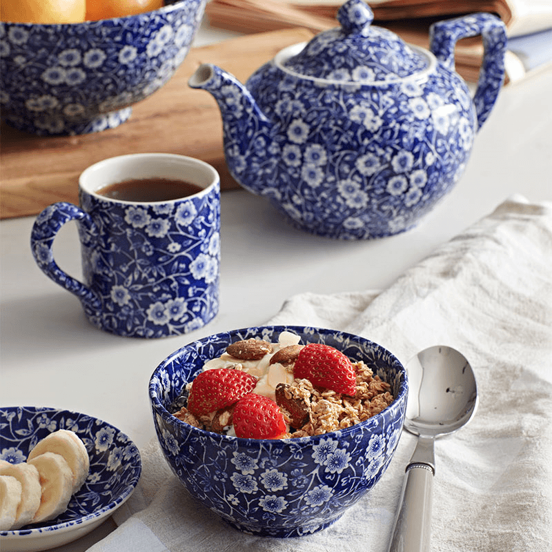 Calico Footed Bowl, D16cm, Blue